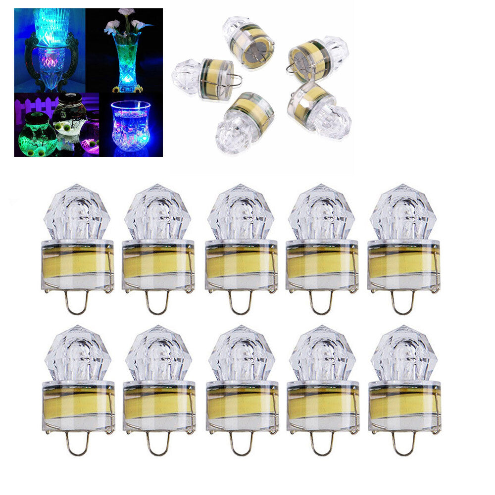 10 Pack Underwater LED Fishing Lights Deep Drop Bait Lure Lamp Multi-Color