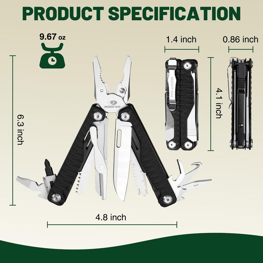 17-in-1 Multi Tool with CNC Steel Pliers for Camping, Hiking, Survival