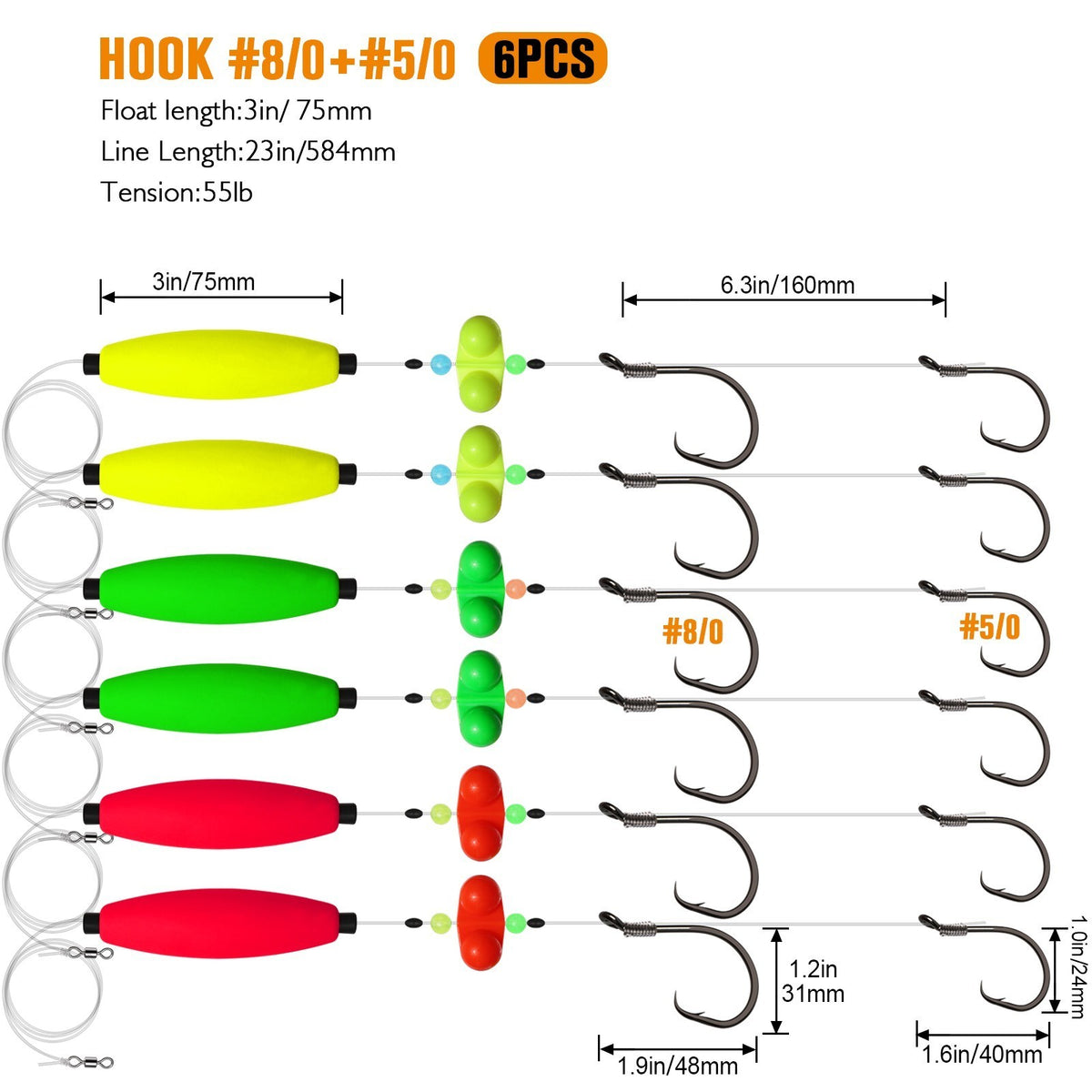 Catfish Float Rig with Double Circle Hooks - Pre-Tied Set for Trophy Fish