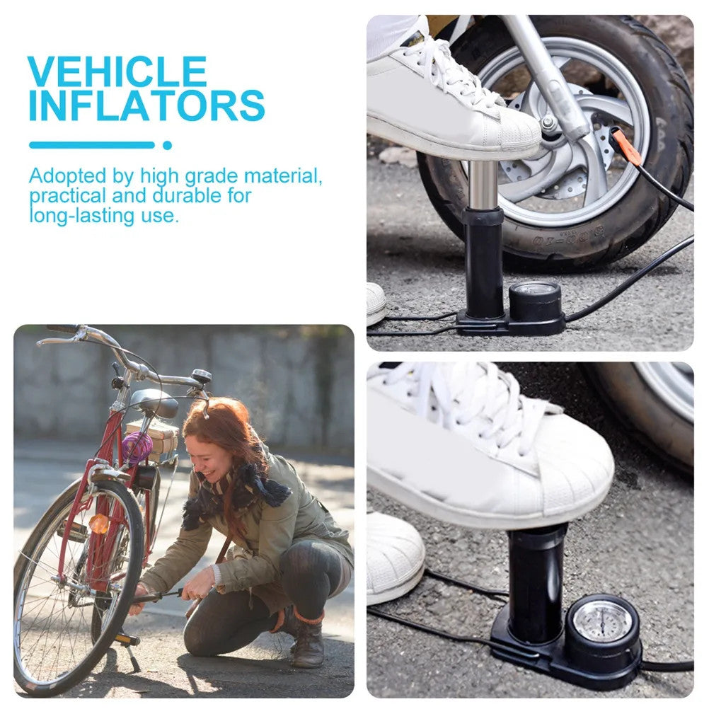 Portable Foot-Operated Bicycle Pump with Pressure Gauge for Car Motorcycle