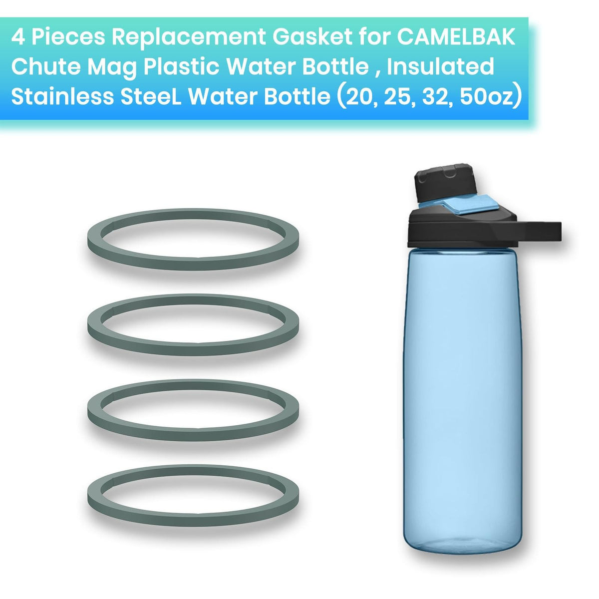 Replacement Gaskets for Camelbak Chute Mag Water Bottle - 4 Pack
