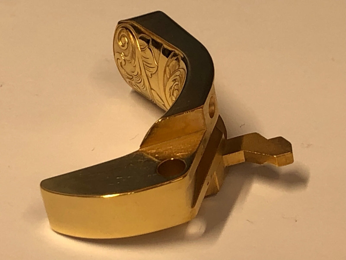 1911 GI Style Gold Plated Grip Safety with Laser Engraved Scroll Pattern