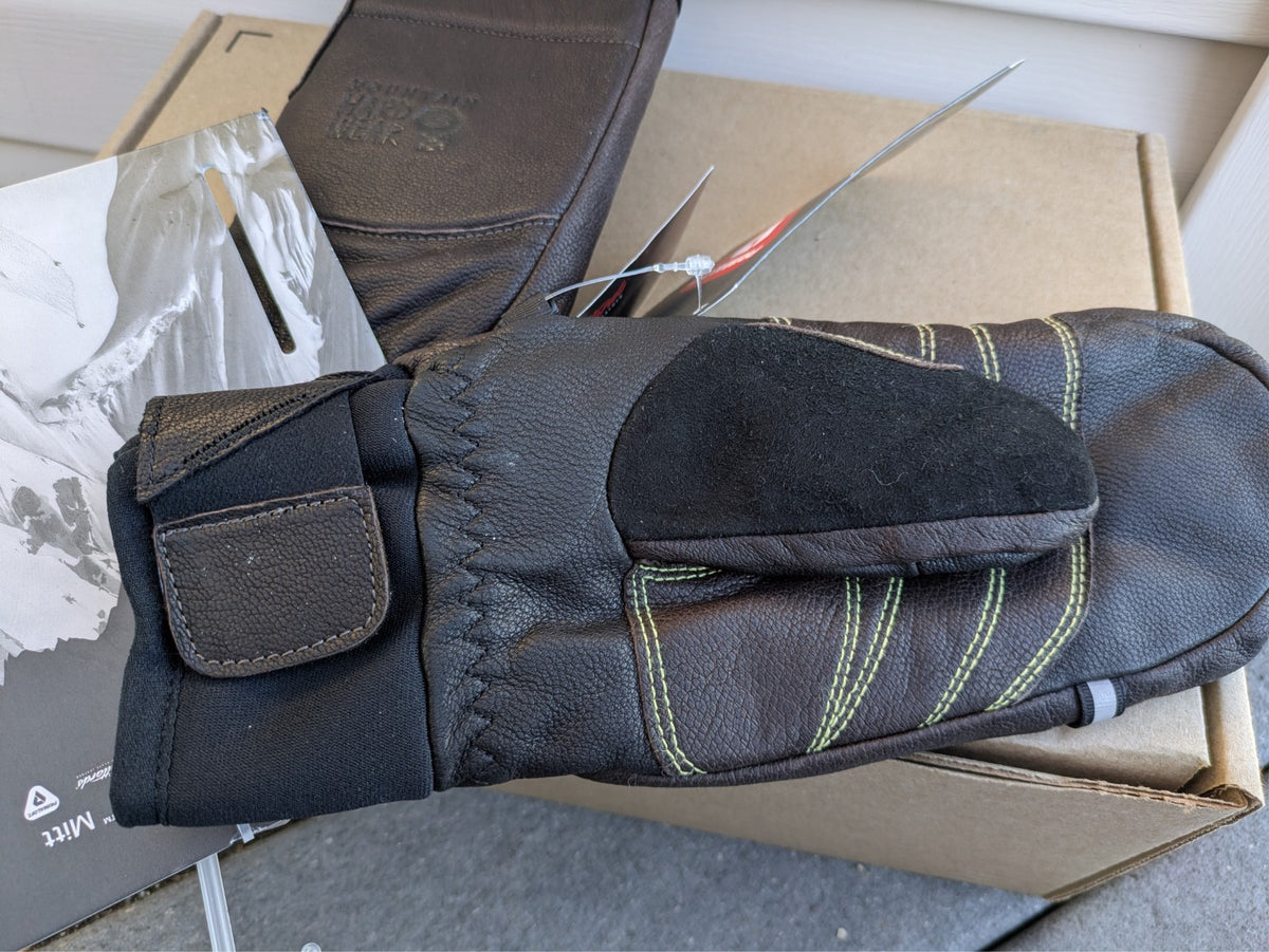 Insulated Leather Ski Mitts - Unisex Mountain Hardwear OP Mitt, XS, Woodsmoke