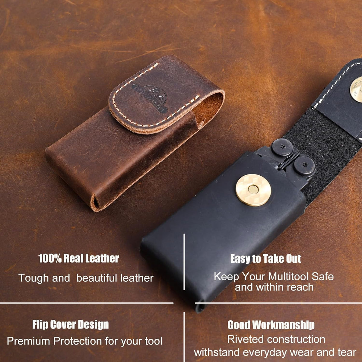 Leather Multitool Sheath for Leatherman Wave & Plus - Belt Loop Holster