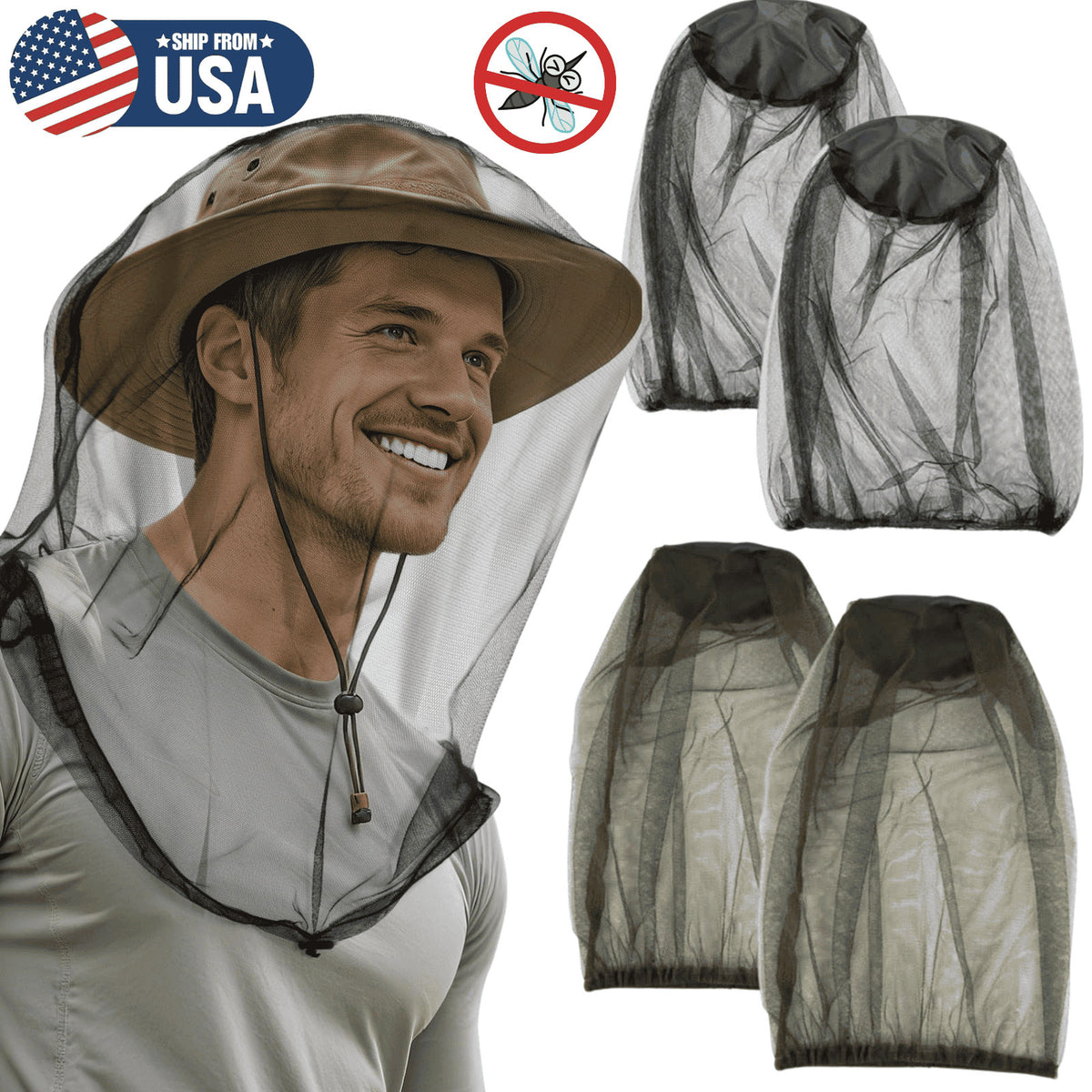 Mosquito Net Hat Mesh Insect Protection Face Mask for Hiking Camping Fishing