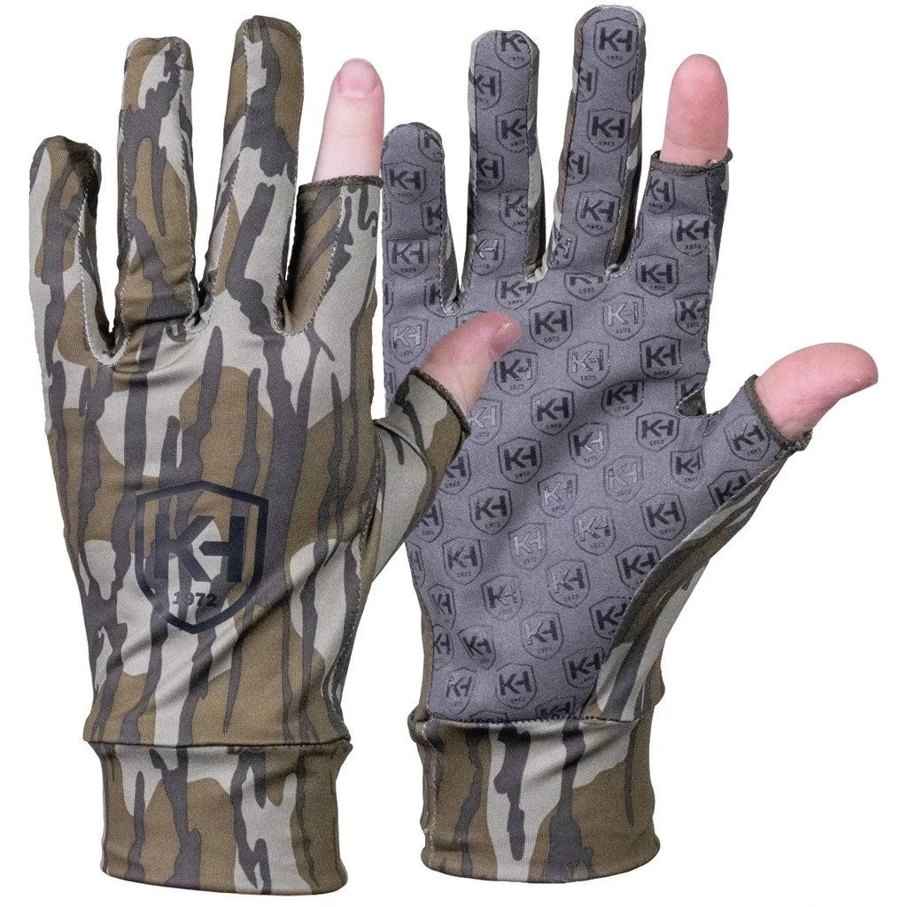 Hunting Gloves with Grip Palm - Mossy Oak Bottomland Camo, One Size