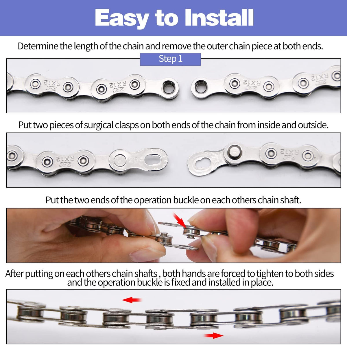 6/7/8-Speed Bicycle Chain - 58 Inch Road Mountain Bike Replacement