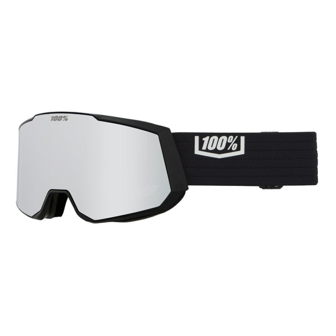 100 Percent Snowcraft XL Black Snow Goggles with Silver Mirror Lens