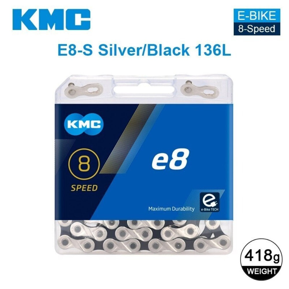 Bike Chain E8 136 Links for E-Bike - Silver Bicycle Chain
