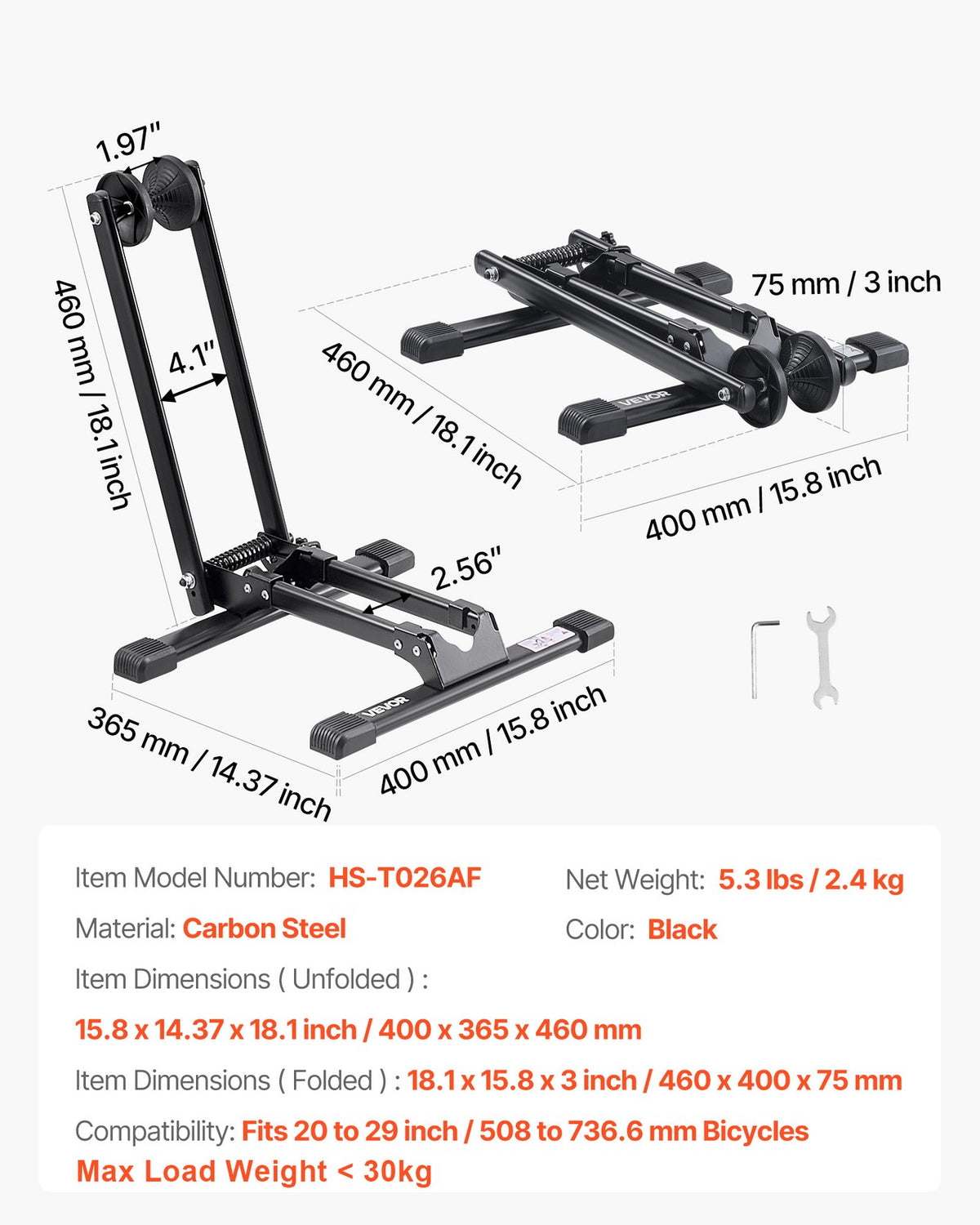 Foldable Bike Stand for 20-29 Inch Mountain & Road Bikes Storage