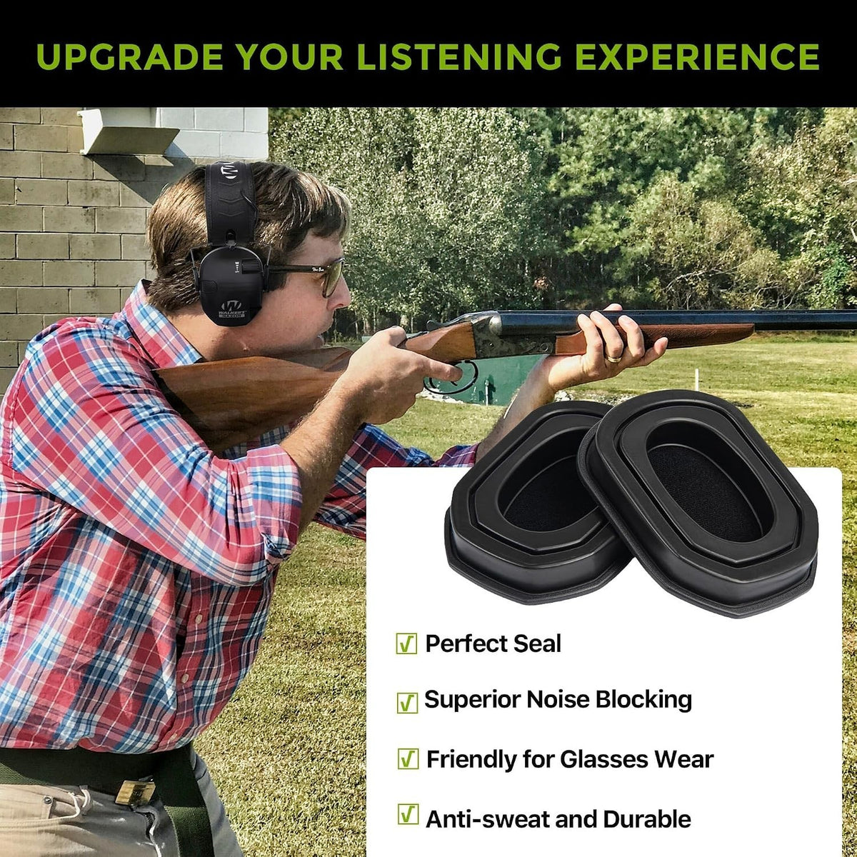 Silicone Cooling Gel Ear Pads for Walker's Razor & Safety Earmuffs - Noise Reduction & Comfort