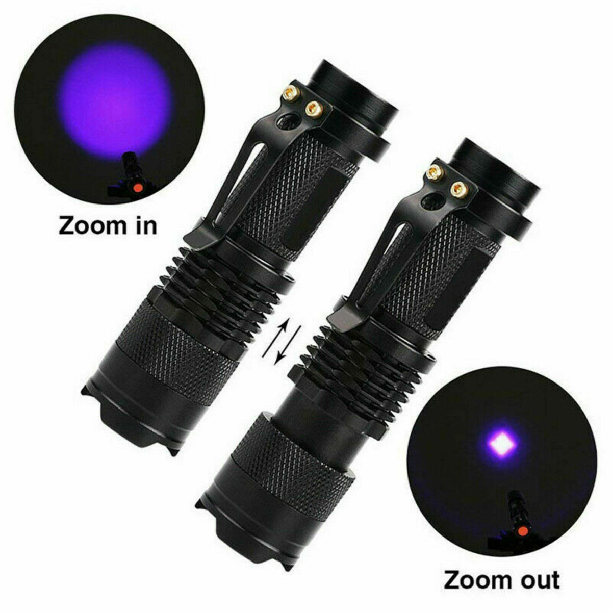 UV Ultraviolet Flashlight Black Light 365nm/395nm for Stain Detection Waterproof