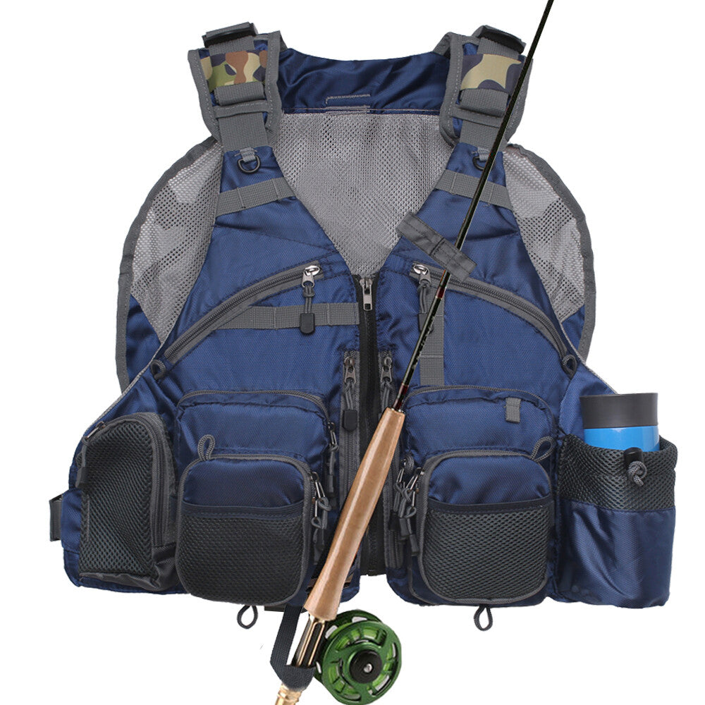 Fly Fishing Vest Pack Adjustable Men Women Blue Outdoor Fishing Gear
