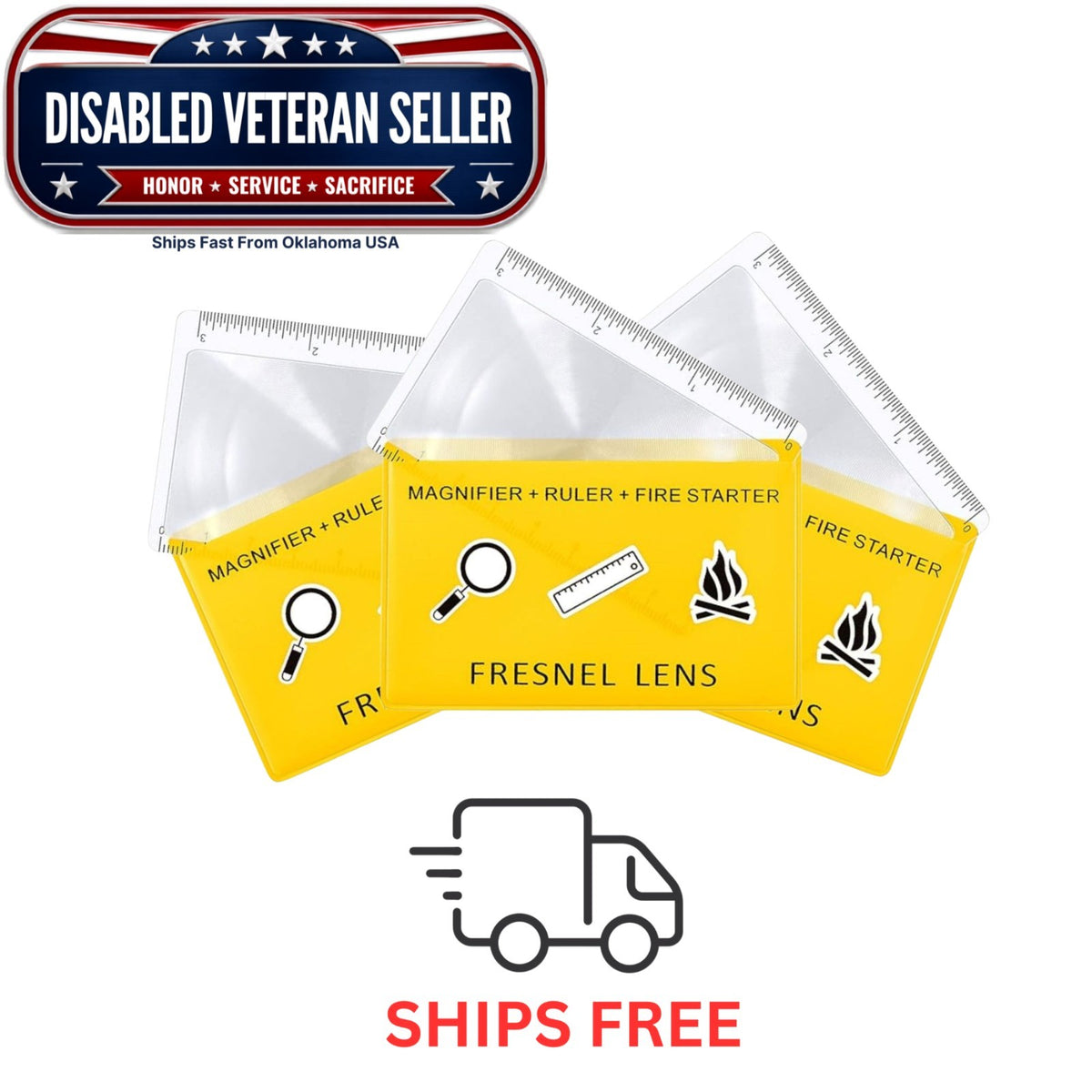Credit Card Size Firestarter Magnifier with Protective Sleeve - Emergency Survival Tool
