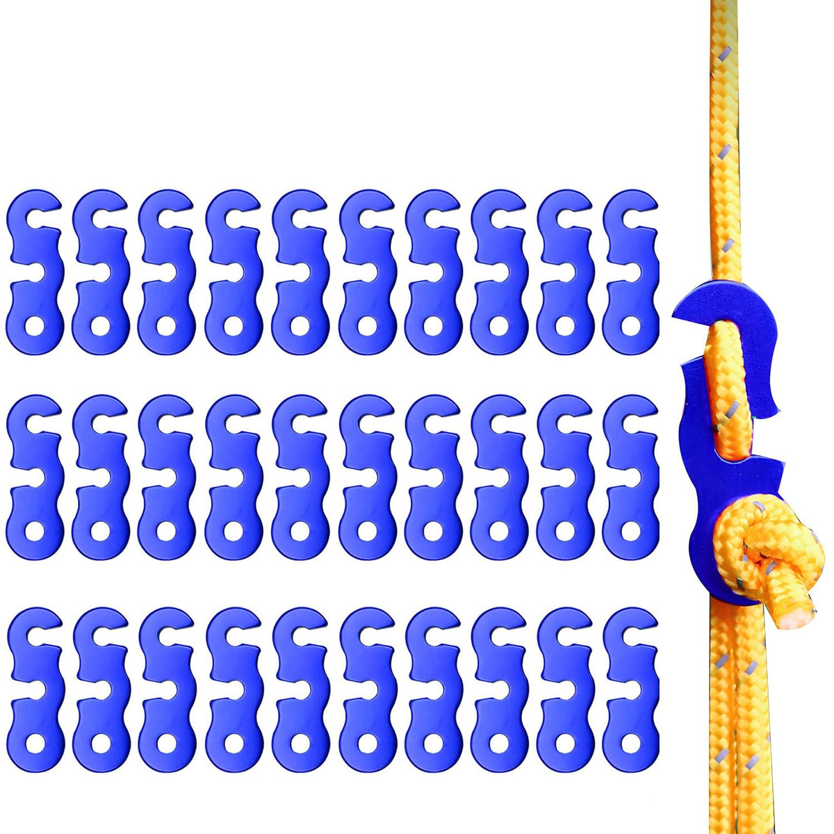 30 Pcs Aluminum Alloy Guyline Tensioners for Tent Ropes Camping Gear