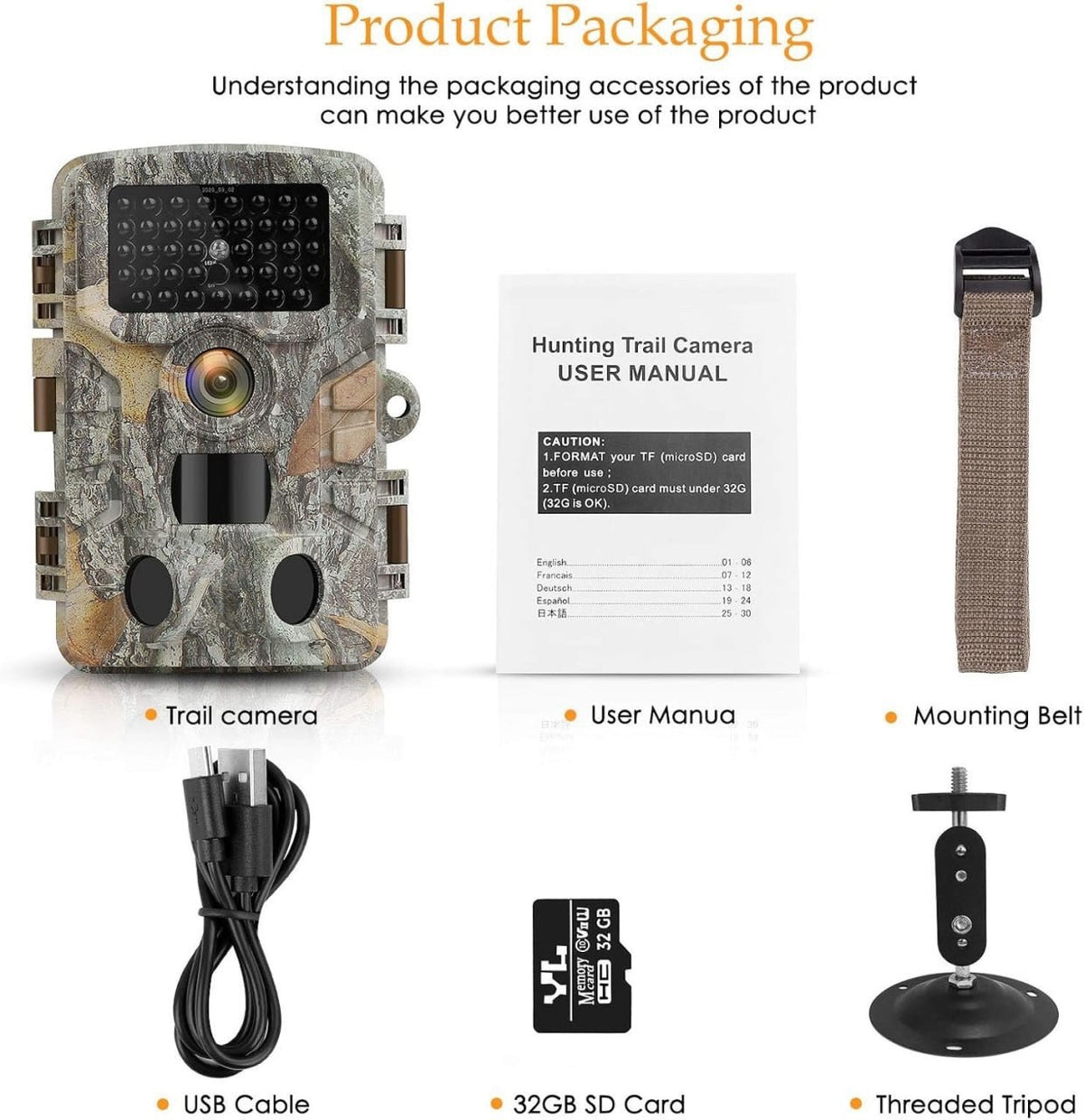 Digital Trail Camera 1080p Night Vision Waterproof 120° Motion Detector