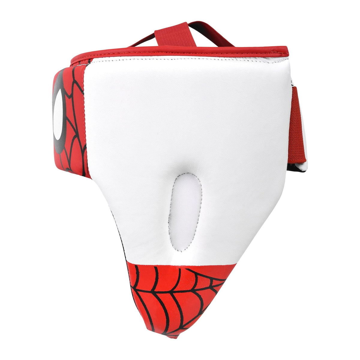 Kids Boxing Gloves and Headgear Set for Training - White Red Faux Leather
