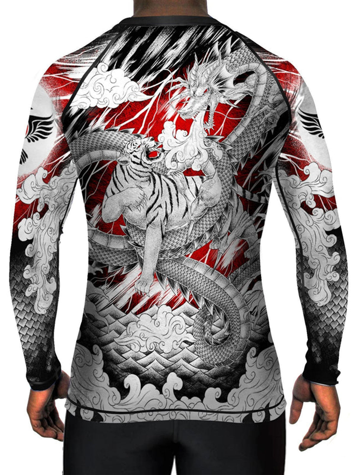 Men's MMA Rash Guard Tiger and Dragon Fightwear Black