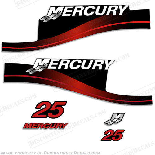 Mercury 25hp Outboard Decal Kit - Blue or Red Fit 1999-2004 Marine Engine