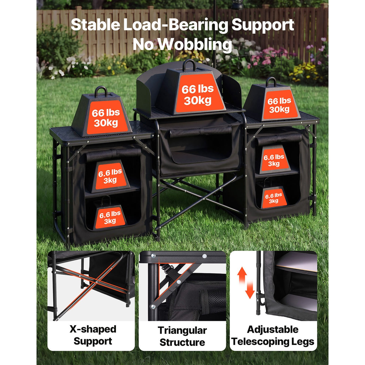 Portable Camping Table with Storage Organizer for Outdoor Use