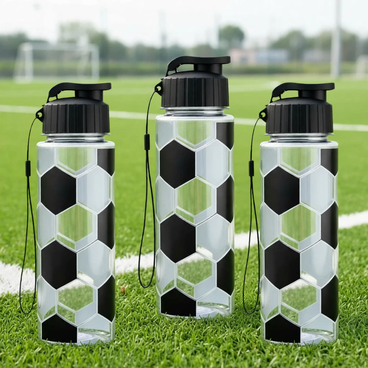 17oz Soccer Water Bottle with Flip Top and Carry String - Reusable Sports Drink Bottle