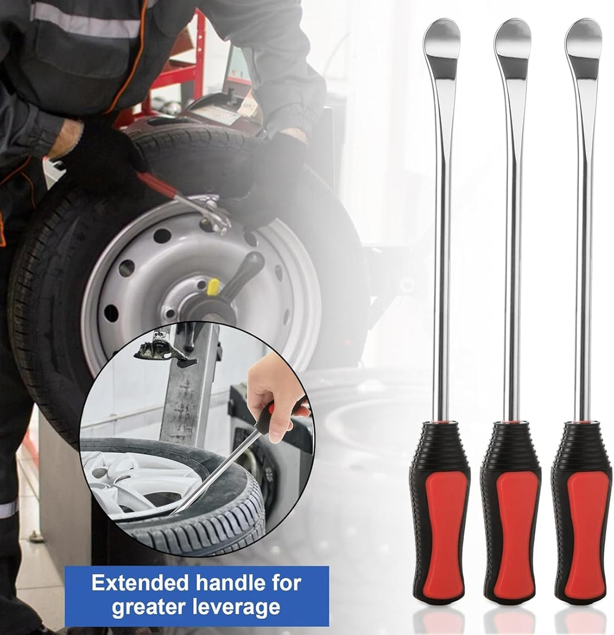 Motorcycle Tire Levers Steel Tool Set with Rim Protectors and Valve Tools