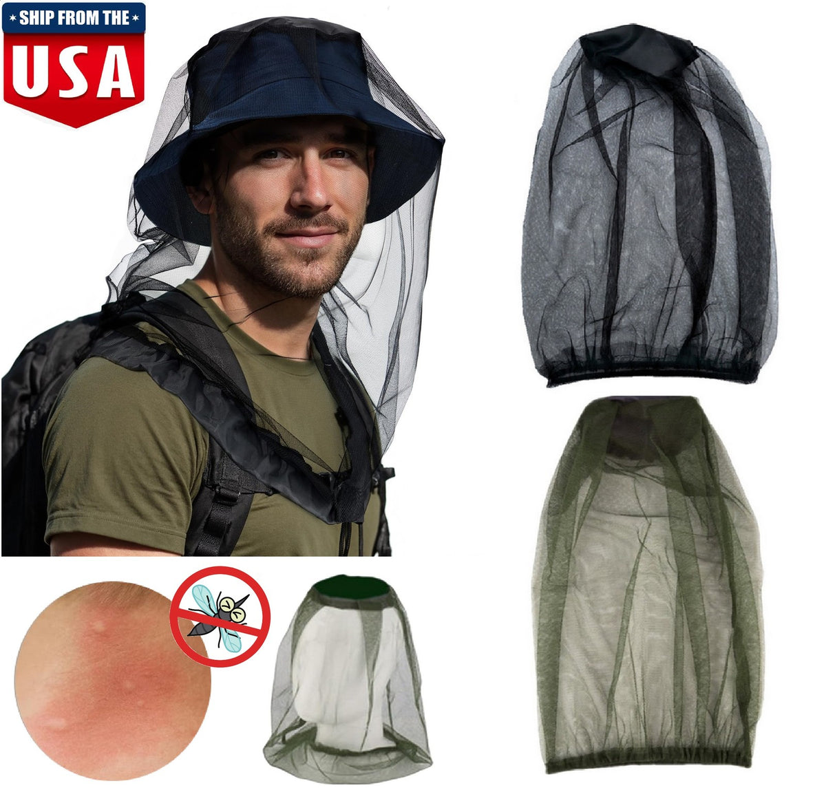 Mosquito Net Hat Mesh Insect Protection Face Mask for Hiking Camping Fishing