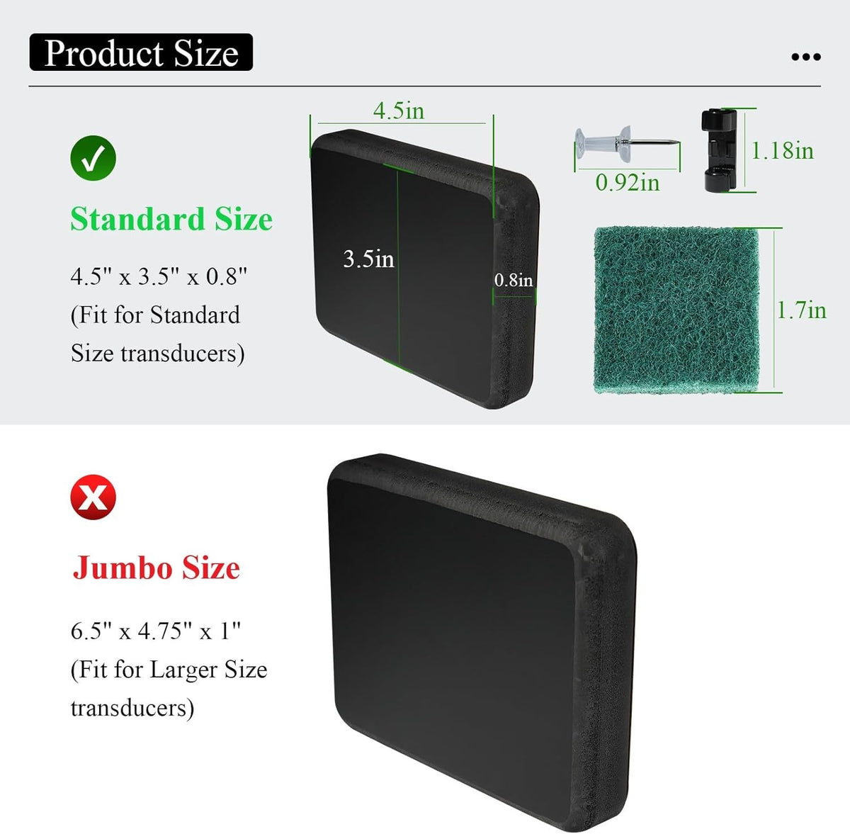 Screwless Transducer Mounting Kit - Standard Size, Marine-Grade, Black