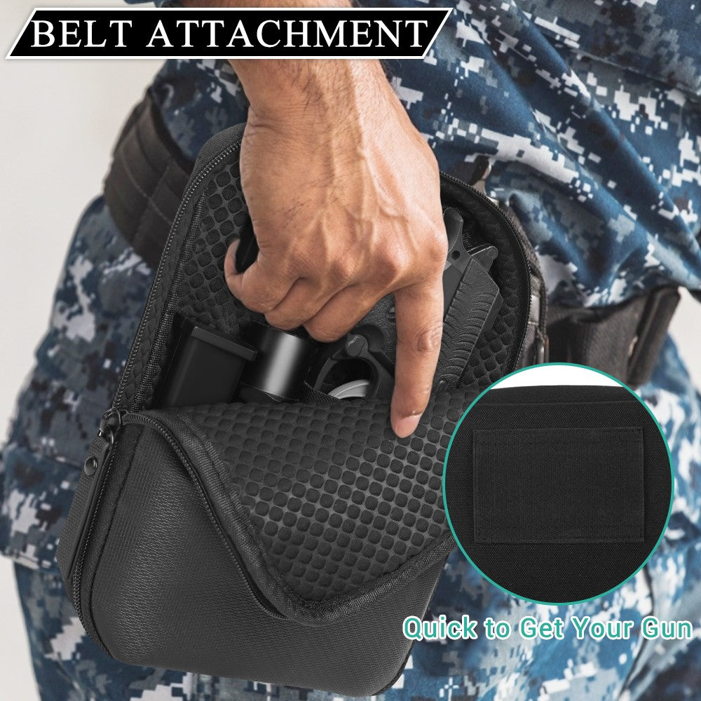 Concealed Carry Gun Pouch Holster Wallet Bag with Belt Loops - Black