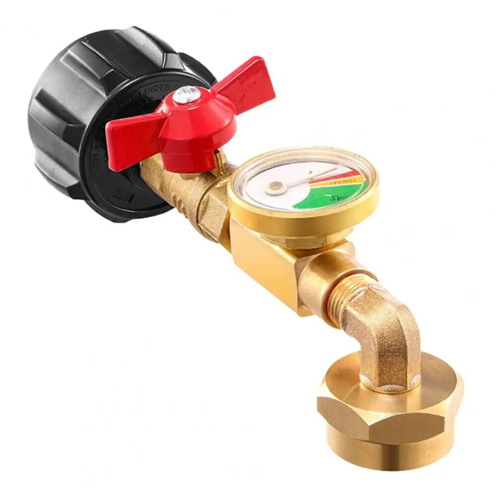 Propane Refill Adapter Kit with Gauge and ON-Off Valve for 1Lb to 20Lb Tanks
