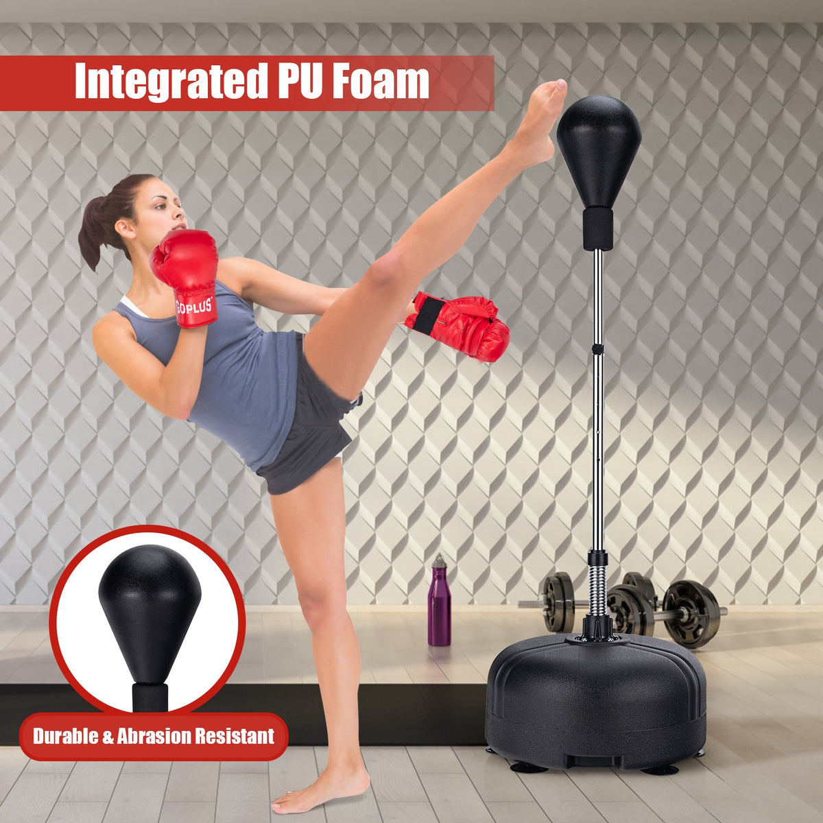 Freestanding Punching Bag with Stand and Boxing Gloves for Kids and Adults