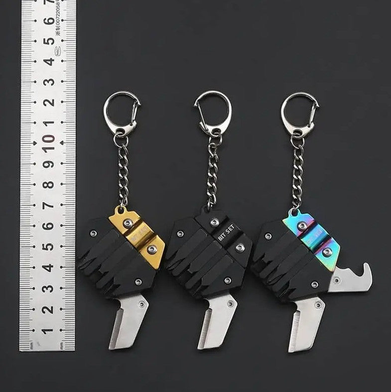 Multifunctional Hexagon Keychain Tool with Knife Screwdriver and Bottle Opener