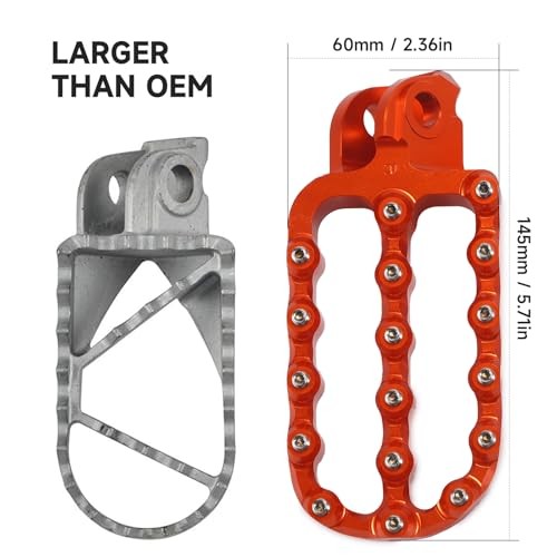Orange Wide Rider Foot Pegs for KTM Adventure & Dirt Bikes - Aluminum Footrests