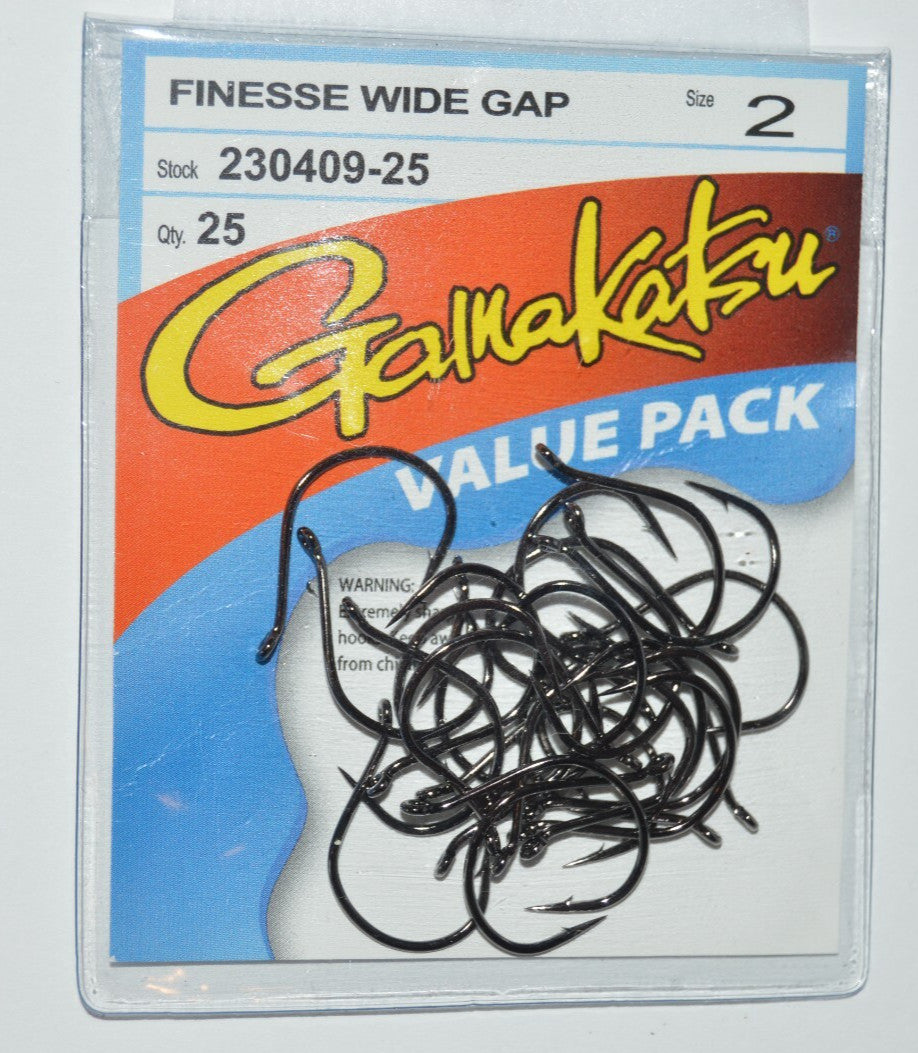 Gamakatsu Finesse Wide Gap Fishing Hooks Size 2 - Bass Senko Pack