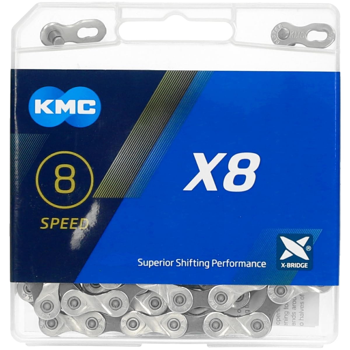 8-Speed Bicycle Chain - High-Performance Silver Black 116 Links