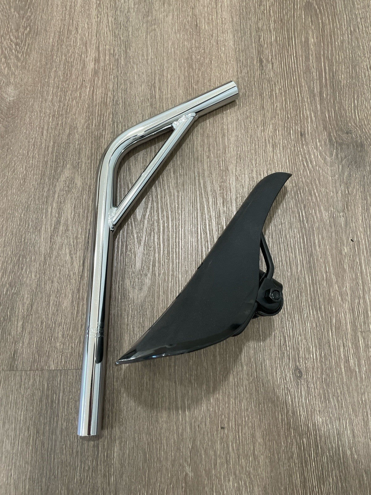 Black BMX Hard Shell Saddle with Laid Back Seat Post 22.2mm 7/8