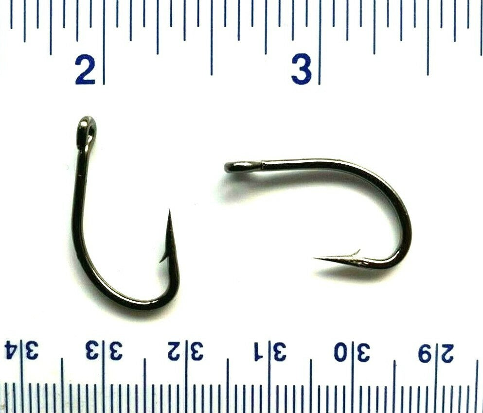 100 Size 2 Black Nickel Flyliner Live Bait Fishing Hooks - Pack of 100
