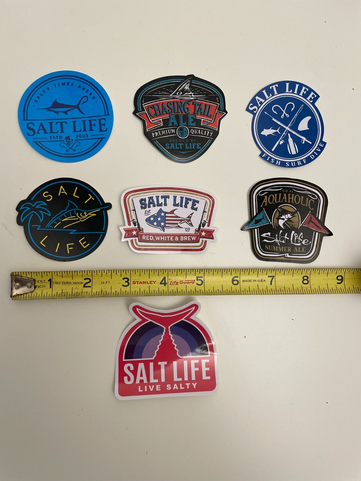 Set of 7 Salt Life Ocean-Themed Vinyl Decals for Vehicles and Boats