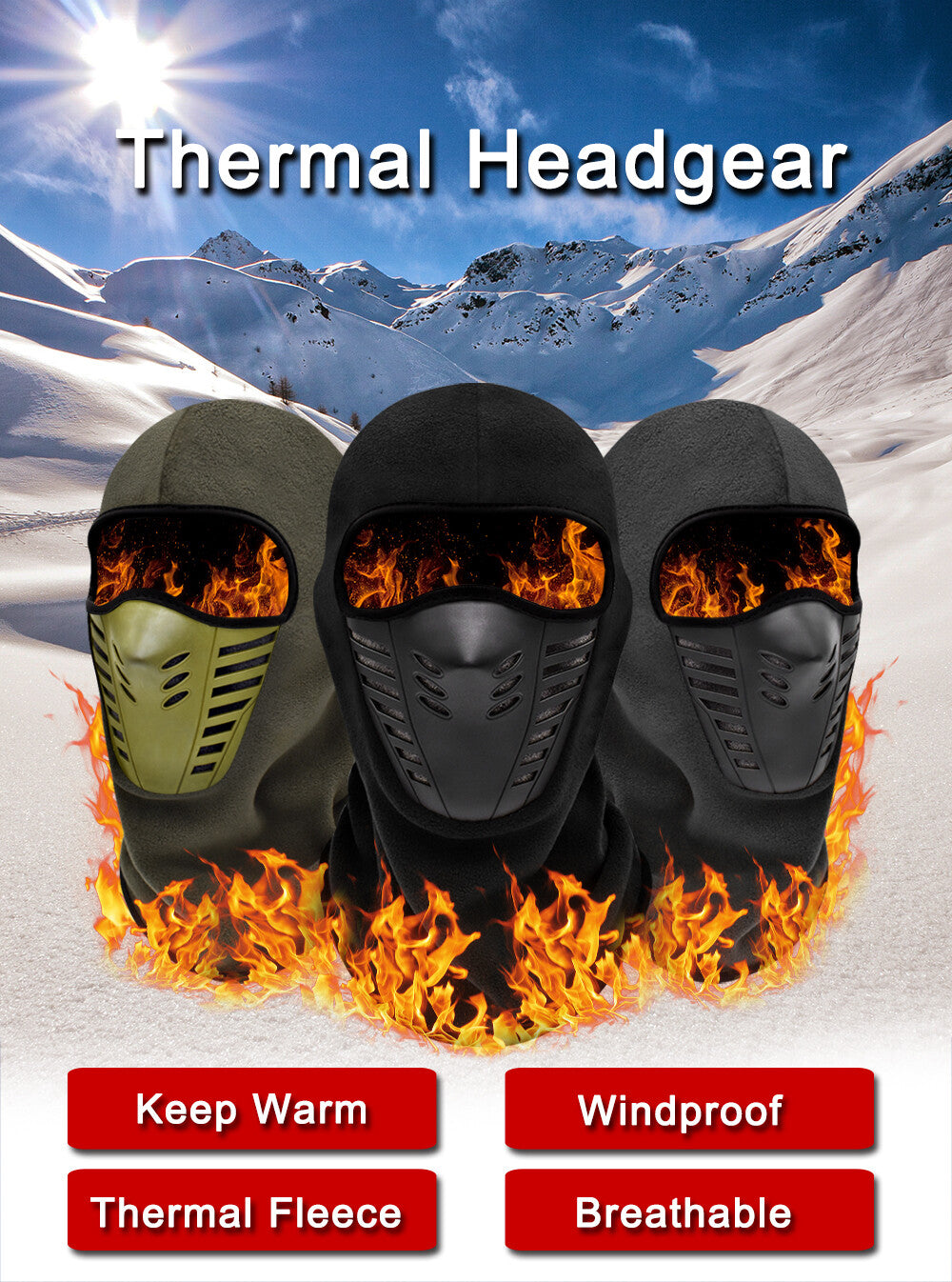 Winter Ninja Style Balaclava Full Face Mask Windproof Fleece Outdoor Ski Mask