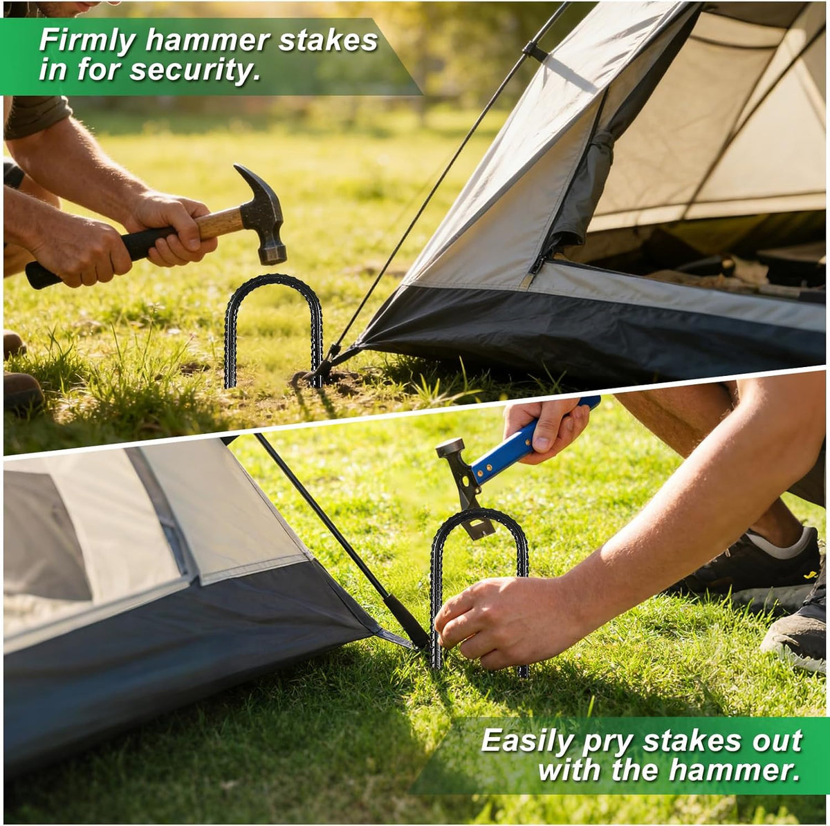 Heavy Duty Trampoline Wind Stakes - Galvanized Steel Anchors, 12 Inch U-Hook, 8 Pack