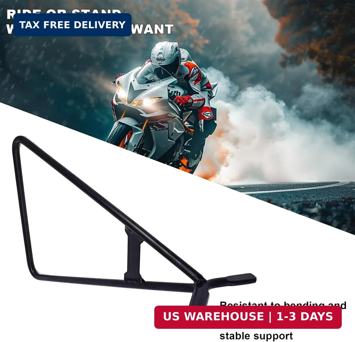 Heavy Duty Steel Motorcycle Kickstand for Dirt Bikes - Stable Triangular Support