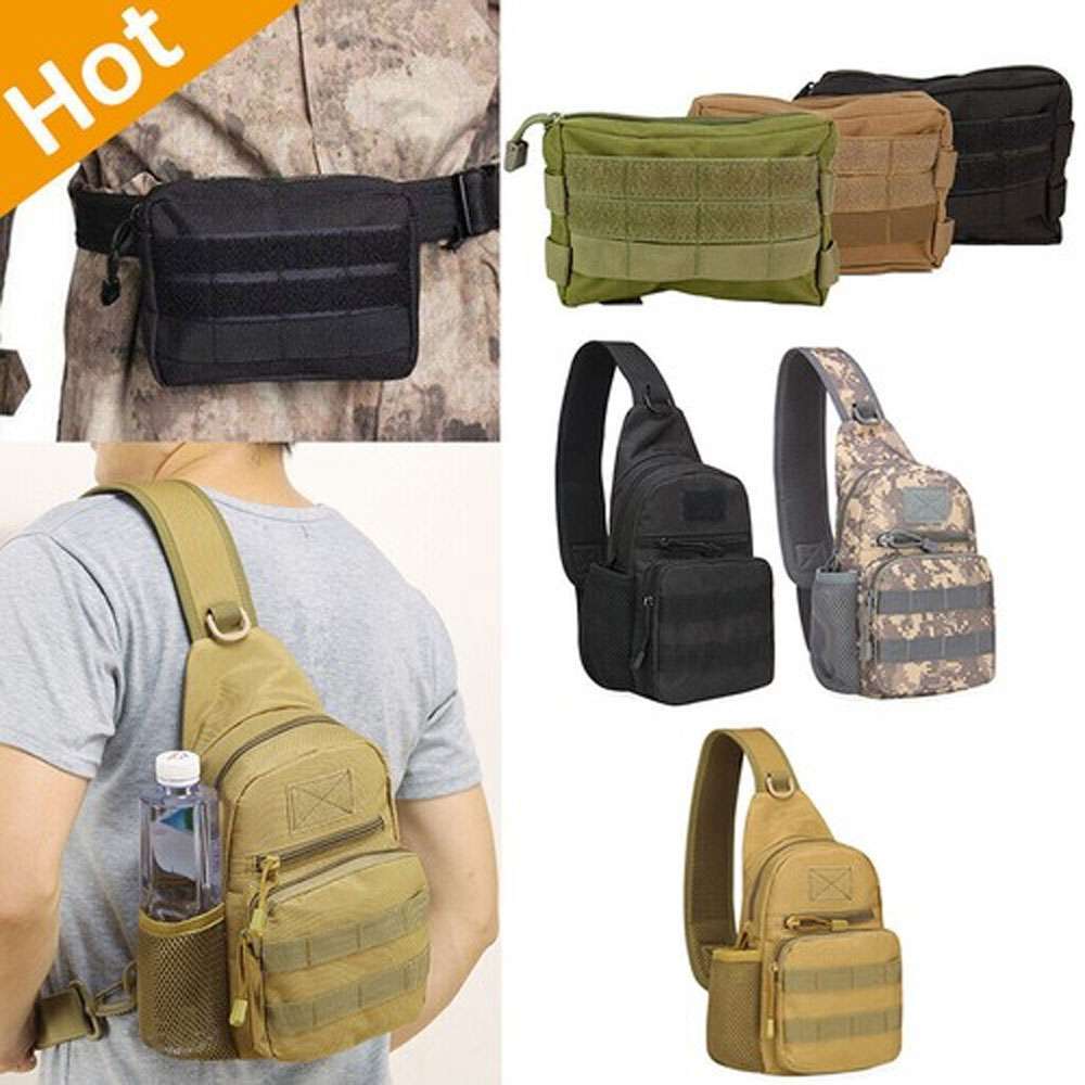 Outdoor Tactical Backpack Sling Bag with Molle Pouch Waist Pack