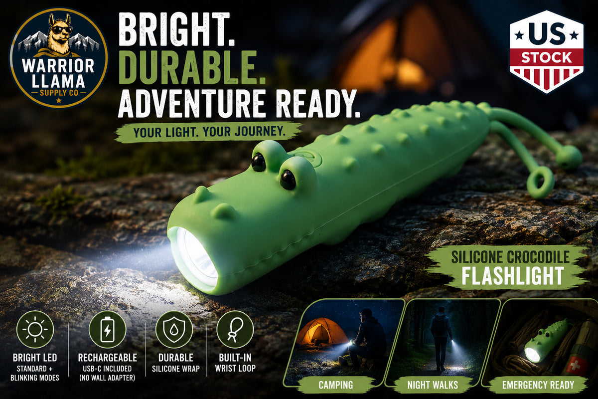 Kids Silicone Crocodile Flashlight Rechargeable USB-C Camping Light