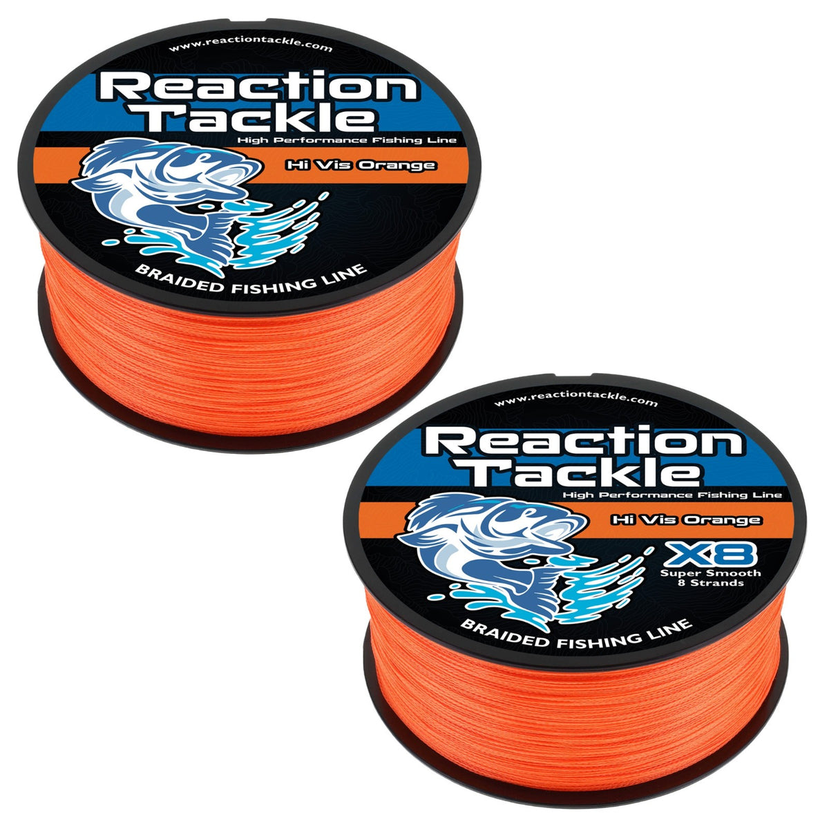 Braided Fishing Line Hi Vis Orange - 4 & 8 Strands, Heavy Duty Tackle