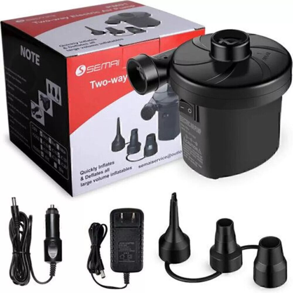 2-Way Electric Air Pump with Car Charger for Inflatable Mattress Pool Raft