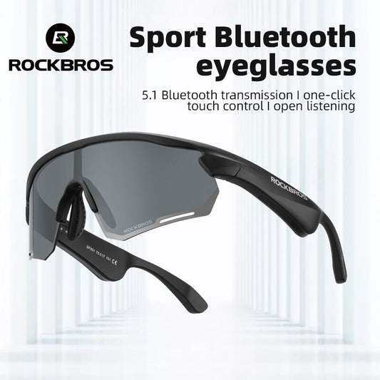 Bluetooth Cycling Sunglasses with Polarized Lenses and Built-In Speaker - Black Grey