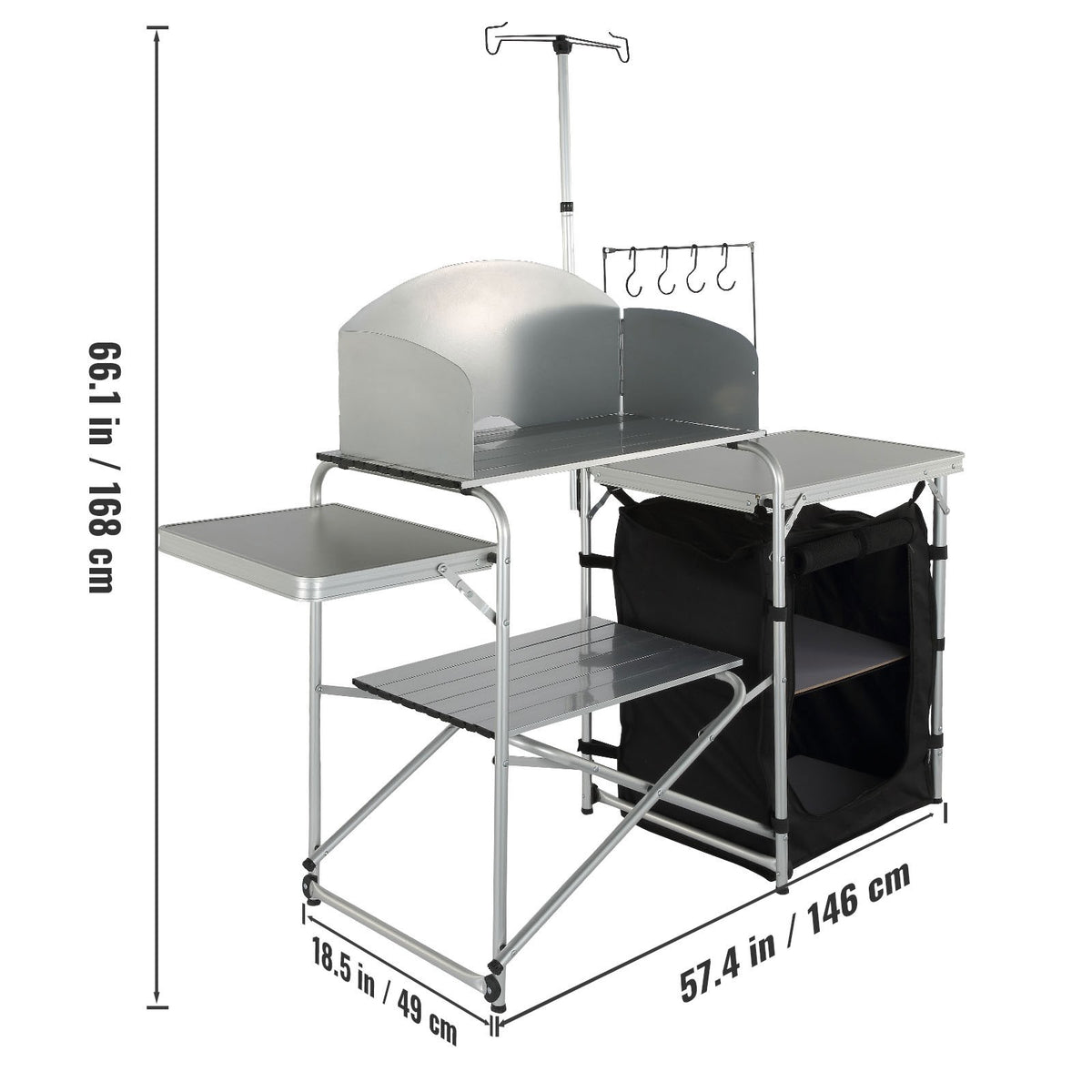 Portable Camping Kitchen Table with Folding Design and Storage