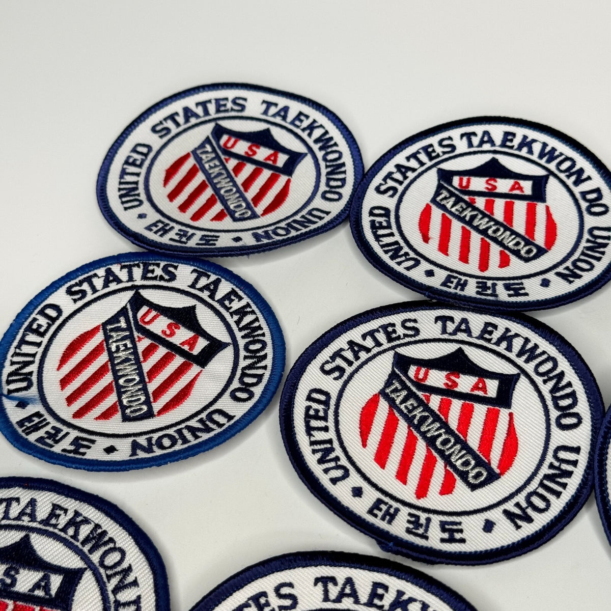 Martial Arts Patches Set - 16 Round United States Taekwondo Union Emblems, 3 Inch