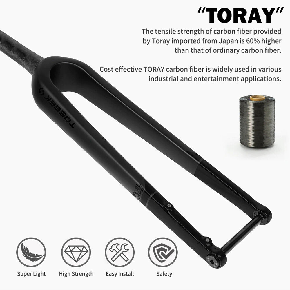 700C Carbon Fiber Gravel Bike Fork Disc Brake 100x12mm Tapered Steerer