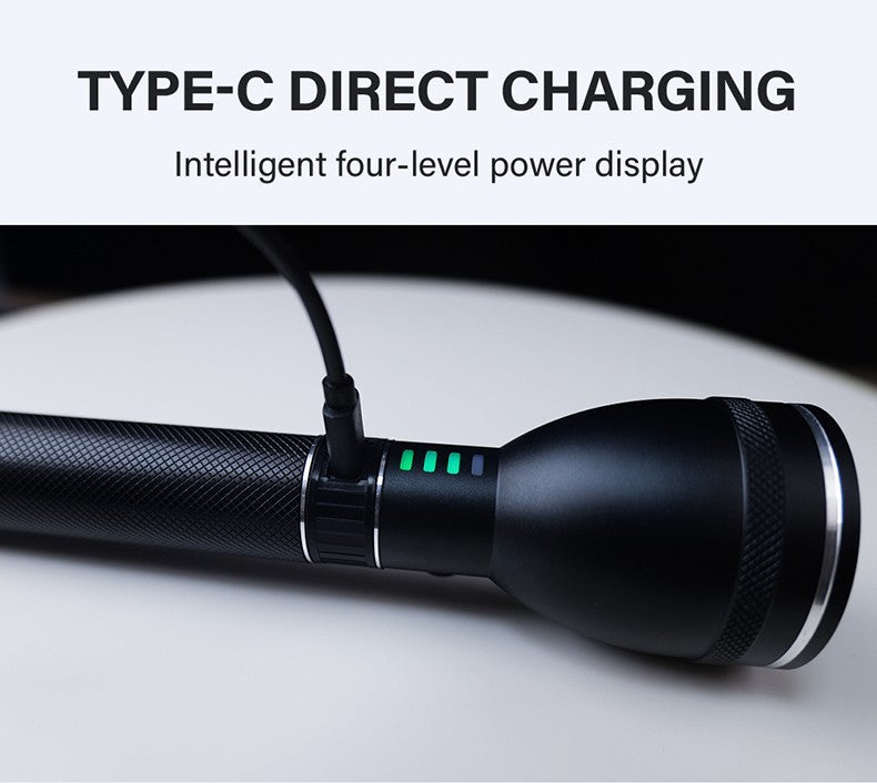 High Lumen Rechargeable LED Flashlight with 500m Beam - Waterproof Work Light